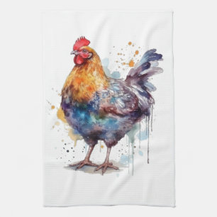 Barnyard Splendor: Waterverf Hen Theedoek