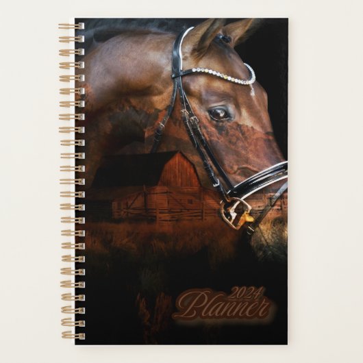 Barnyard Style Planner Met Paard en Schuur (Voorkant)