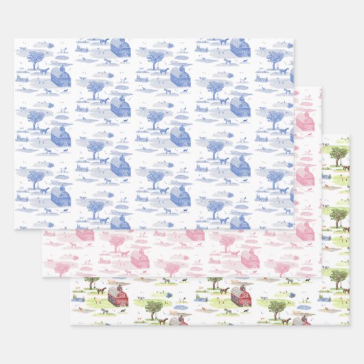 Barnyard Toile Inpakpapier Vel (Set)