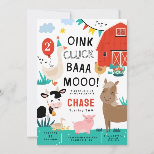 Barnyard verjaardagsfeestje kaart (Voorkant)