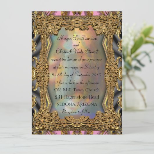 Barok Barnetcue formele bruiloft uitnodiging (Staand voorkant)