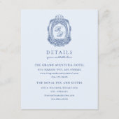 Barok Crest Frans Blauw Bruiloft Informatiekaartje (Voorkant)