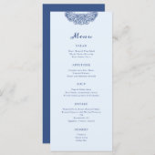 Barok Crest Frans Blauw Bruiloft Menu (Voorkant / Achterkant)