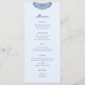 Barok Crest Frans Blauw Bruiloft Menu (Voorkant)