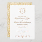 Barok Crest | Monogram bruiloft Kaart (Voorkant / Achterkant)