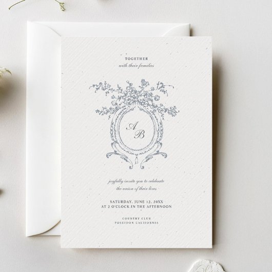 Barok Elegant Crest Ornament Minimalistische bruil Kaart