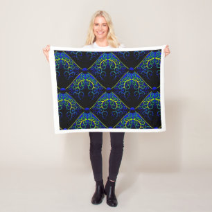 Barok Filigraan Blauwe Kunstdeken Fleece Deken