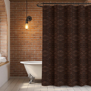 Barok Floral Style Faux Leather Pattern Douchegordijn