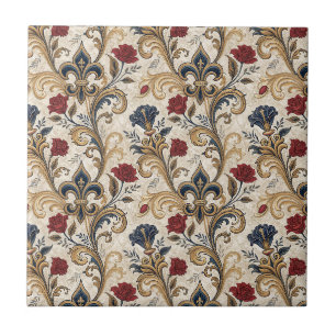 Barok Goud Fleur-de-Lis & Rozen Bloemendamasker Tegeltje