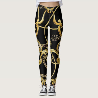 Barok Gouden Kettingen Naadloos Patroon Leggings