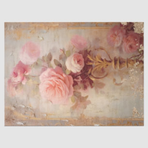 Barok gouden ornamenten weelderige roze rozen deco tissuepapier