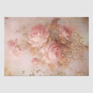 Barok gouden ornamenten weelderige roze rozen deco tissuepapier