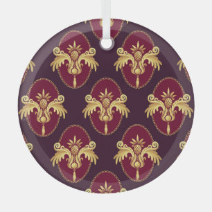 Barok gouden schans magenta patroon glas ornament