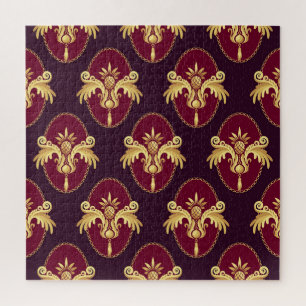 Barok gouden schans magenta patroon legpuzzel