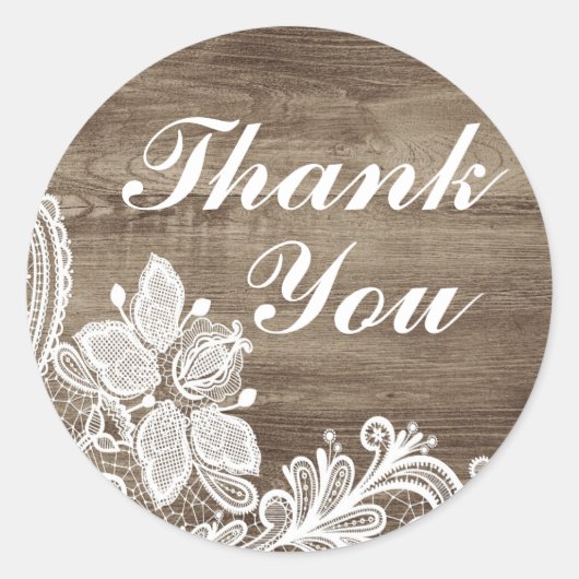barok kant op rustieke elegante dank u ronde sticker (Voorkant)