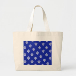 barok, koninklijk, blauw, ornamenten, patroon, grote tote bag