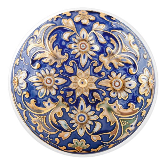 Barok Majestueuze bloemenkeramische knop Pull (Voorkant)