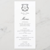 barok monogram crest bruiloft menu (Voorkant)