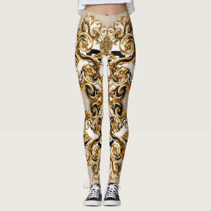 Barok ontmoet Luipaard: Gouden achtergrond Leggings