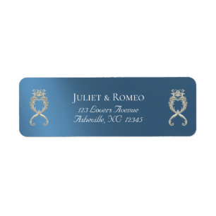 Barok ontwerp retouradres - Blauw Etiket