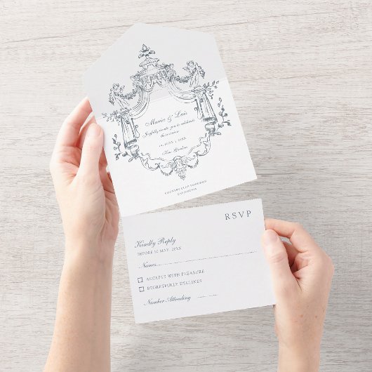 barok Ornament Elegante bruiloft Kaart