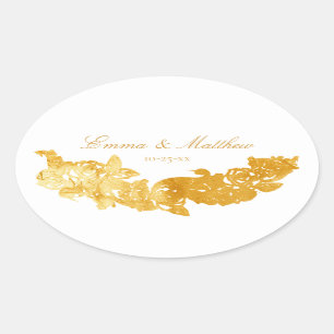 Barok Ornament Golden Wedding Logo Ovale Sticker