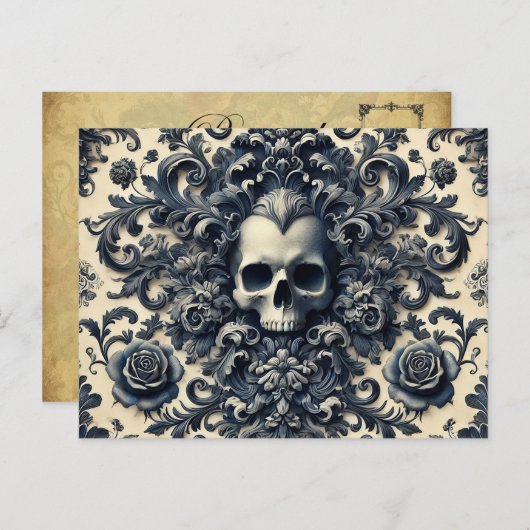 Barok Punk - Gotische schedel Feestdagenkaart (Voorkant / Achterkant)