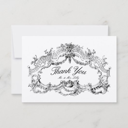 barok rococo bloemblaadje altaar grens bedankkaart (Voorkant)