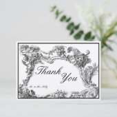  barok rococo bloemblaadje rand bedankkaart (Staand voorkant)