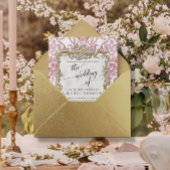 Barok Rococo Bloemenroze n Wit Bruiloft Kaart