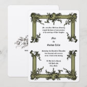 Barok Rococo Rocaille Lijst ca. 1775 Huwelijk Kaart (Voorkant / Achterkant)