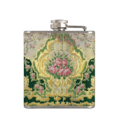 Barok Rococo Stijlvolle Roze Rozen Gouden Likeur Heupfles (Achterkant)