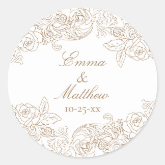 Barok rond gouden bruiloft logo ronde sticker