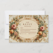  barok Roos bruiloft RSVP Kaartje (Voorkant)