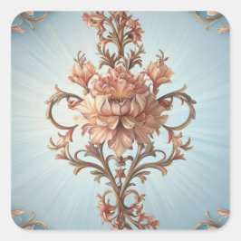 barok Roos Vierkante Sticker