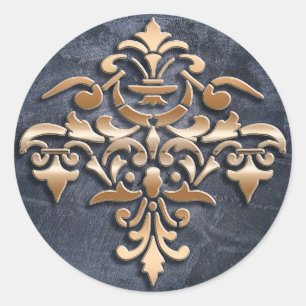 Barok stijl element op grunge achtergrond. ronde sticker