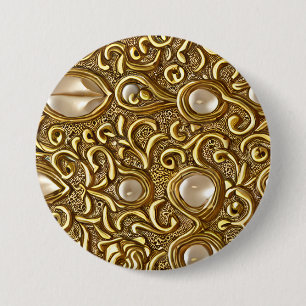 Barok stijl gepolijst goud bloemenpatroon ronde button 7,6 cm