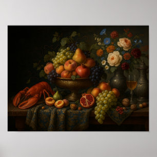 Barok Stilleven met Fruit en Kreeft Poster