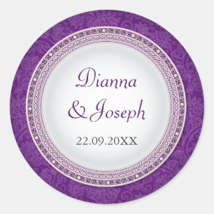 Barok Violet Plaque Bruiloft Sticker