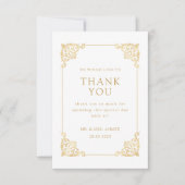 Barok  Wit Lijst Script Moslim Bruiloft Bedankkaart (Voorkant)