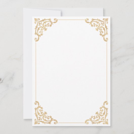 barok wit script gouden moslim bruiloft kaart (Achterkant)