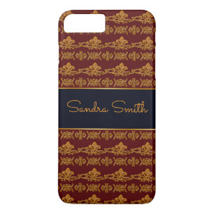 Barokachtige stijl floral burgundy patroon iPhone 8 plus / 7 plus hoesje