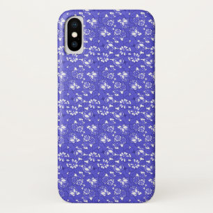 Barokbehang - blauw bloempatroon iPhone x hoesje