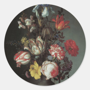  Barokbloemen van Balthasar van der Ast Ronde Sticker
