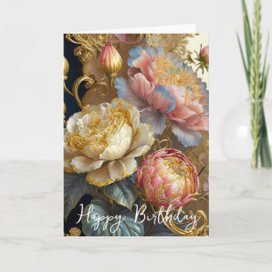 Barokbloemen verjaardag kaart
