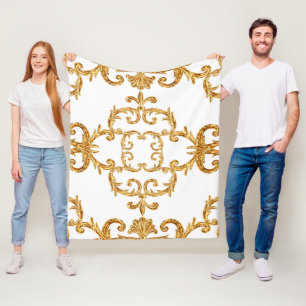 Barokes ornamentaal gouden patroondeken fleece deken