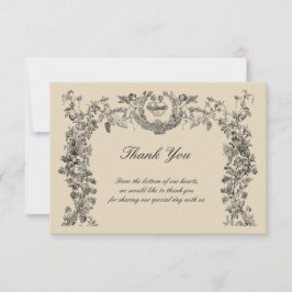  Barokische Rococo-grens met hart Bedankkaart