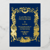 Barokische Rococo-grens met hart Folie Uitnodiging (Voorkant)