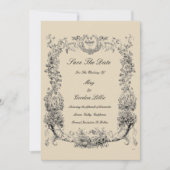  Barokische Rococo-grens met hart Save The Date (Voorkant)