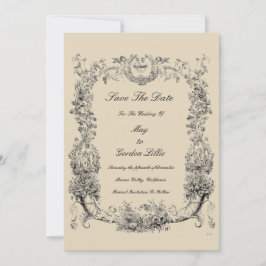  Barokische Rococo-grens met hart Save The Date